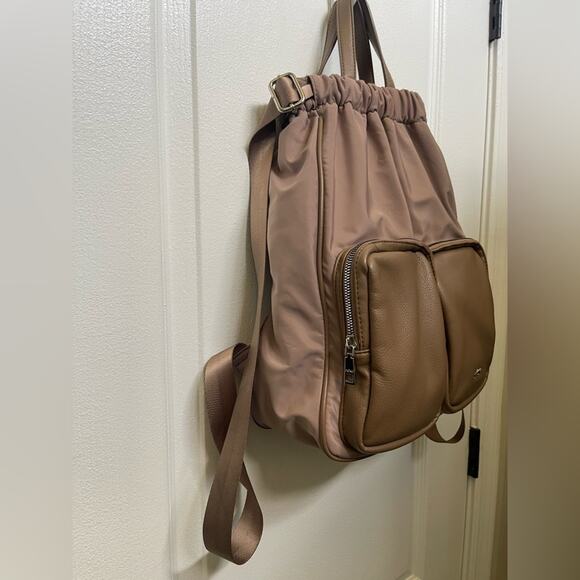 Prune beige nylon and faux leather Backpack handbag - Picture 7 of 11